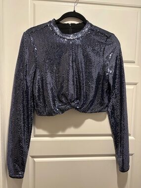 Marciano for Guess Navy Sequin Cropped Long Sleeve - size Small